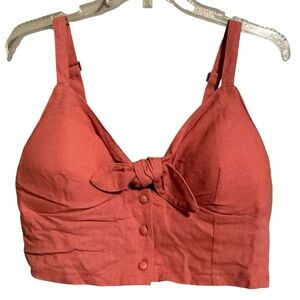 Haute Monde Linen Blend Crop Top nwt